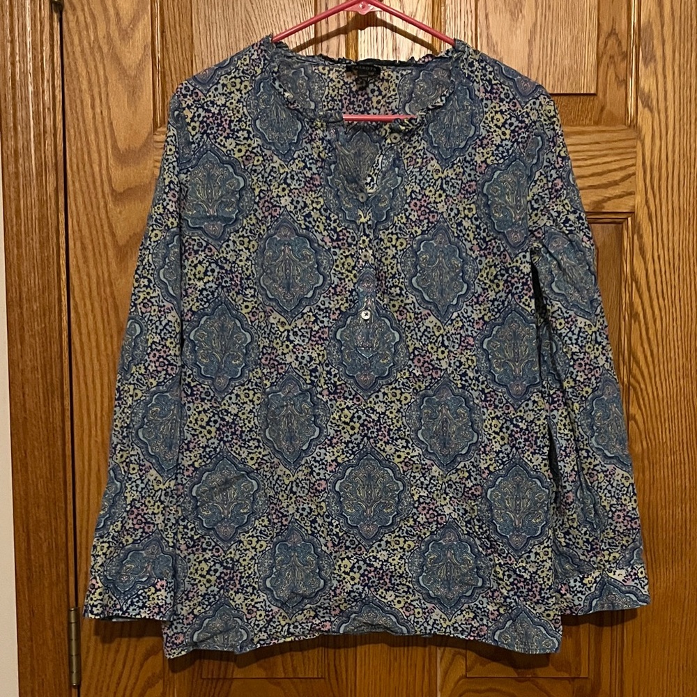Talbots Blue, Pink and Yellow Patterned Tunic Size L